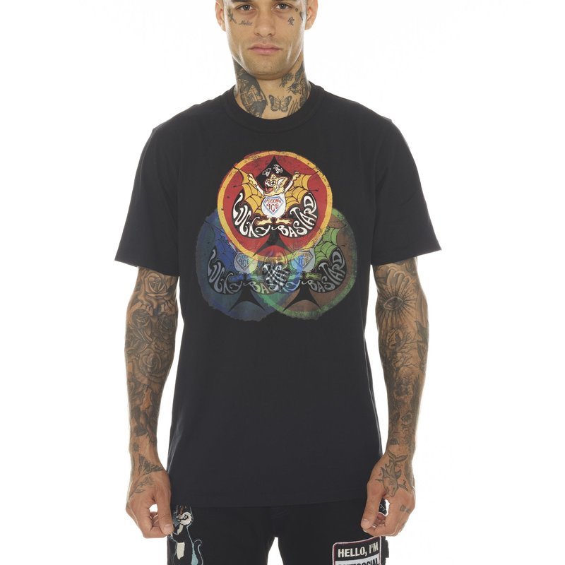 Shop Cult Of Individuality T-shirt Short Sleeve Crew Neck Tee "lucky Bastard Ace" In Black