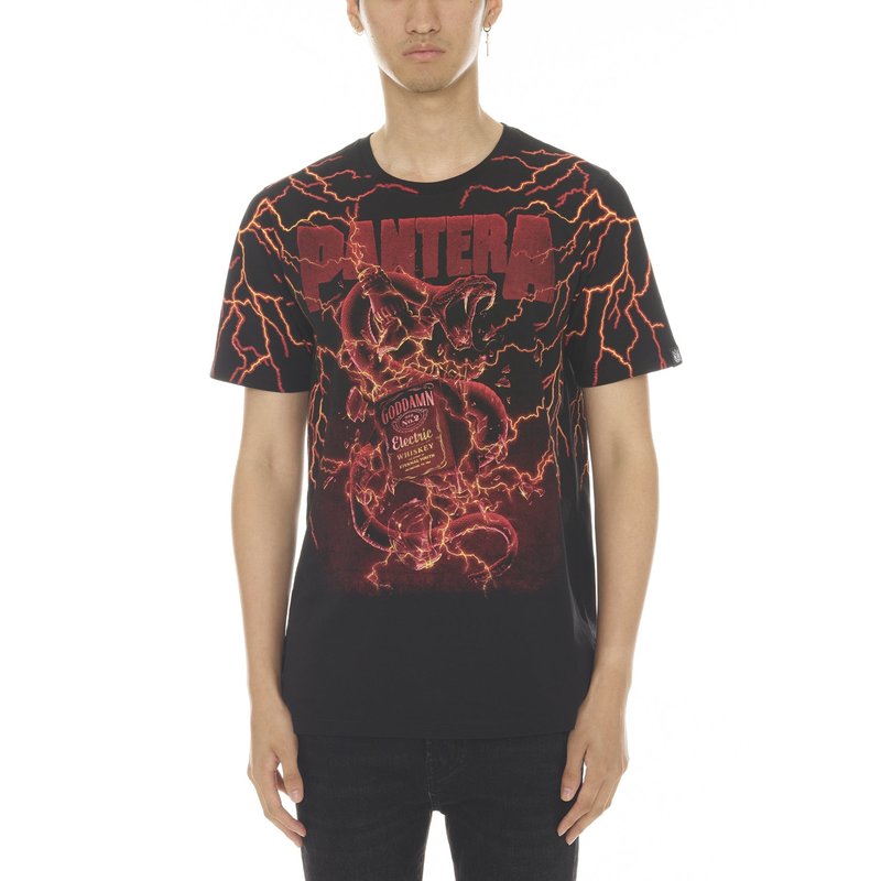 Shop Cult Of Individuality T-shirt Short Sleeve Crew Neck Tee "whiskey" Pantera In Black