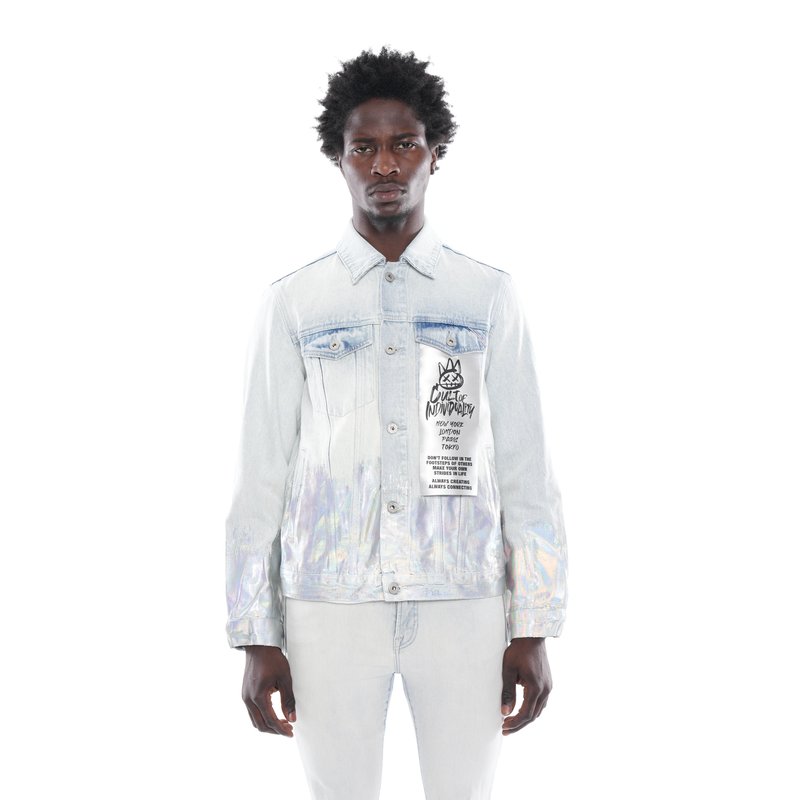 Shop Cult Of Individuality Type Ii Denim Jacket In Foil In Blue