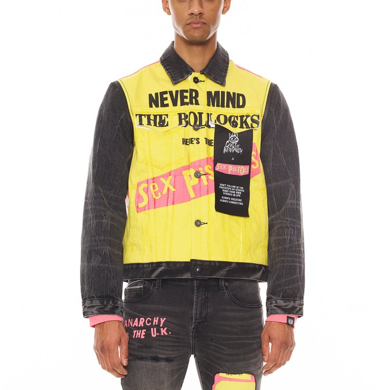 Shop Cult Of Individuality Type Ii Jacket With Zip Off Sleeves "sex Pistols" In Bollocks In Yellow