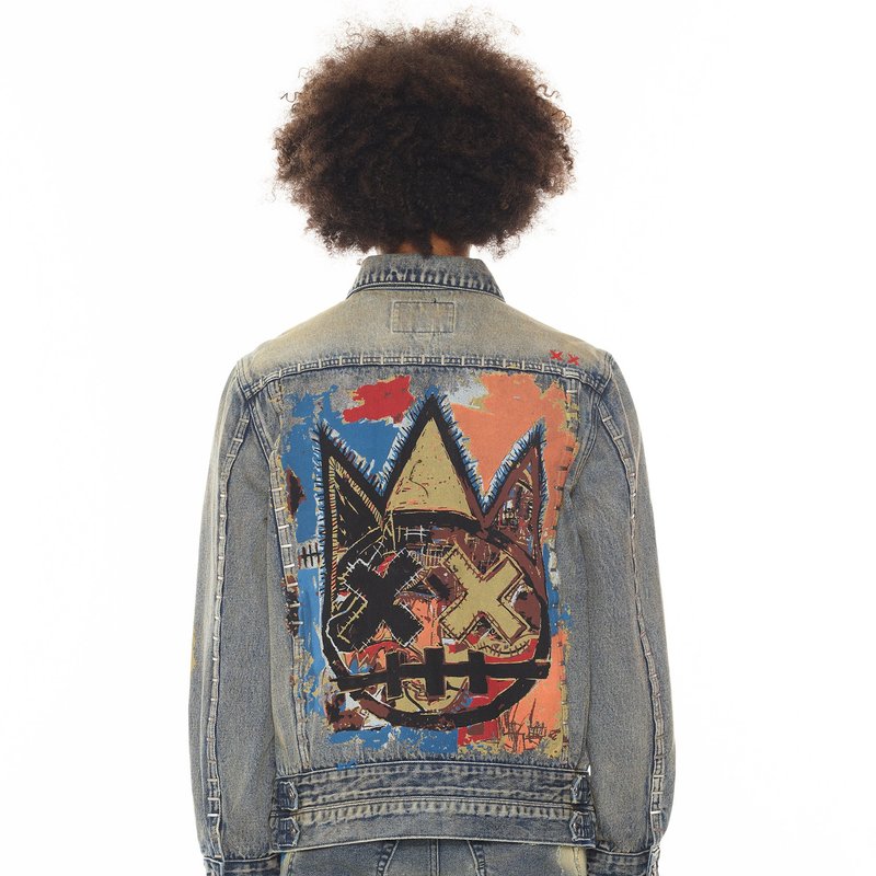Shop Cult Of Individuality Type Iv Denim Jacket With Double Cuff And Waistband In Basq In Blue