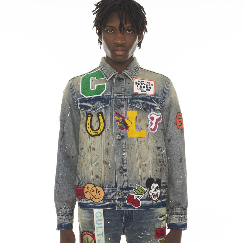 Cult Of Individuality Type Iv Denim Jacket With Double Cuff And Waistband In Blue