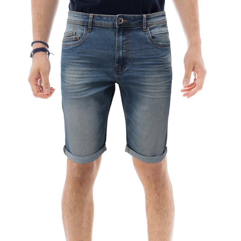 Shop Cultura Men's Denim Shorts Fashion Roll Up Slim Fit Modern Stretch Jean Shorts In Blue