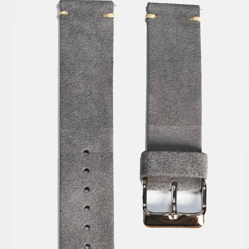 Shop Curated Basics 18mm // 20mm Gray Suede Leather Traditional 2pcs Strap In Grey