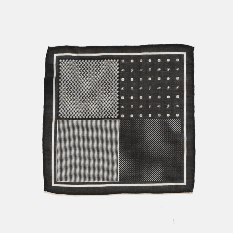 Shop Curated Basics 4 Sided Paisley And Dots Pocket Square In Black