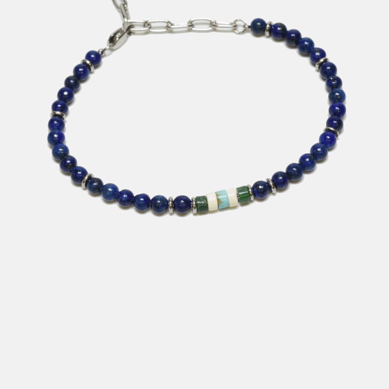 Curated Basics 4mm Lapis With Clasp Bracelet In Blue