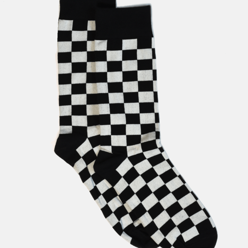 Curated Basics Black Checker Socks