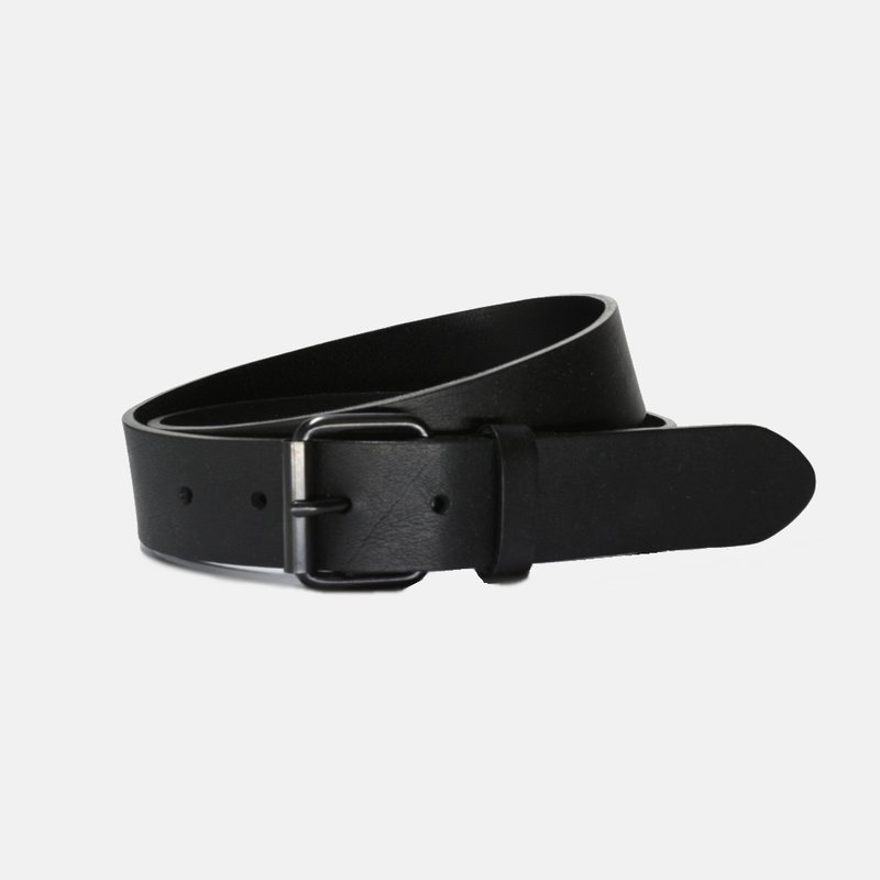 Curated Basics Black Leather On Black Buckle Belt