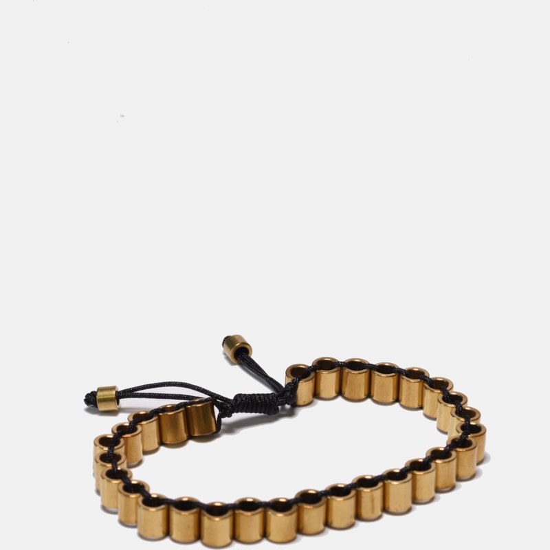 Curated Basics Brass Links Beaded Bracelet In Yellow