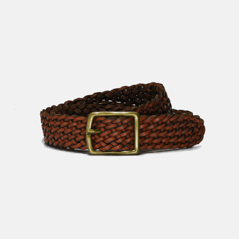 Curated Basics Brown Woven Leather Belt