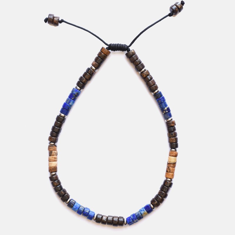 Curated Basics Coconut + Lapis Beaded Bracelet In Brown
