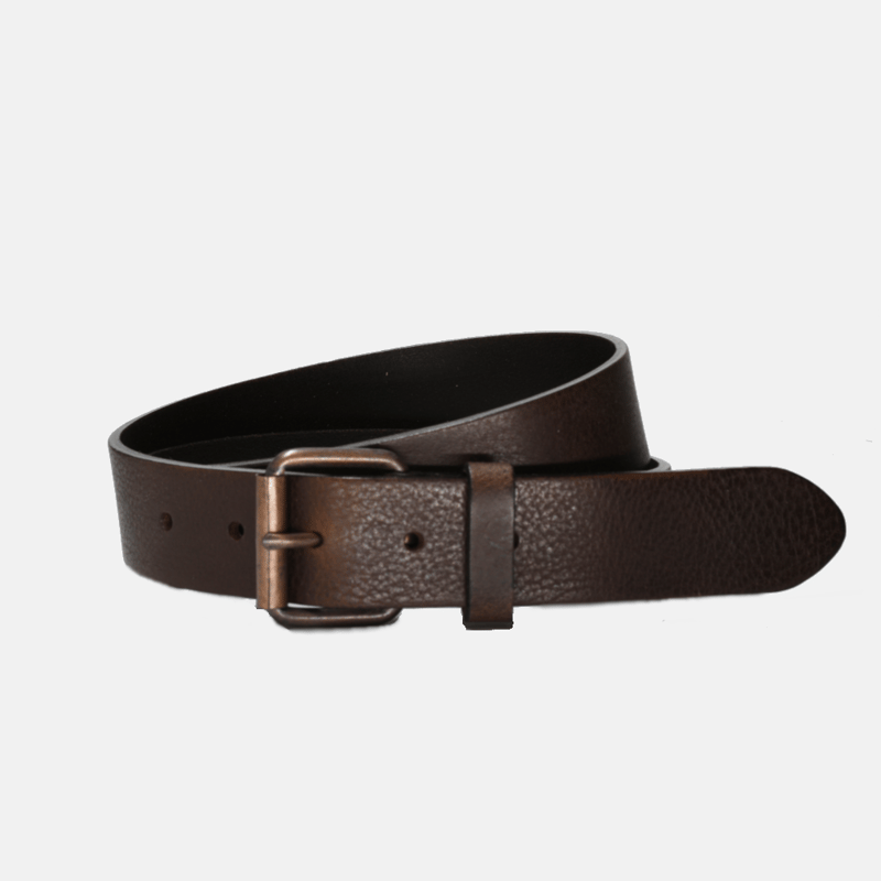 Curated Basics Dark Brown Leather With Copper Buckle Belt