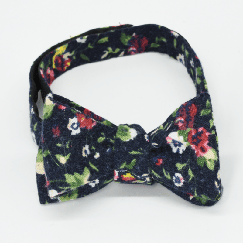 Curated Basics Dark Navy Floral Bow Tie In Blue