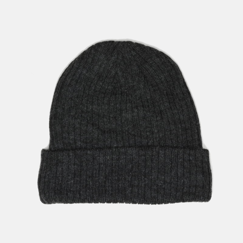 Curated Basics Fleeced Lined 100% Wool Beanie In Grey
