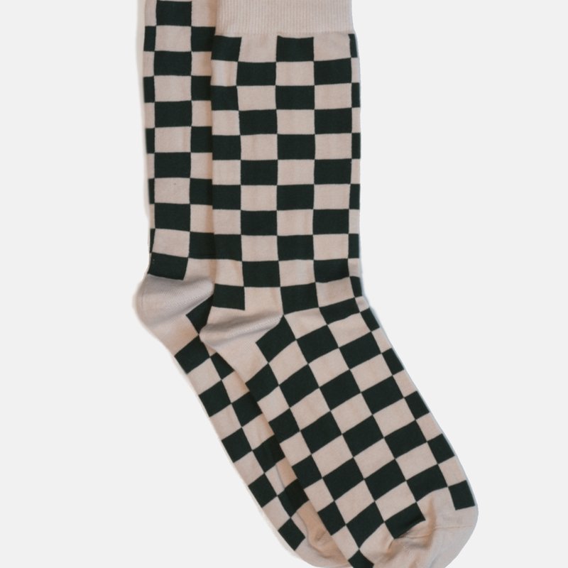 Curated Basics Green Checker Socks
