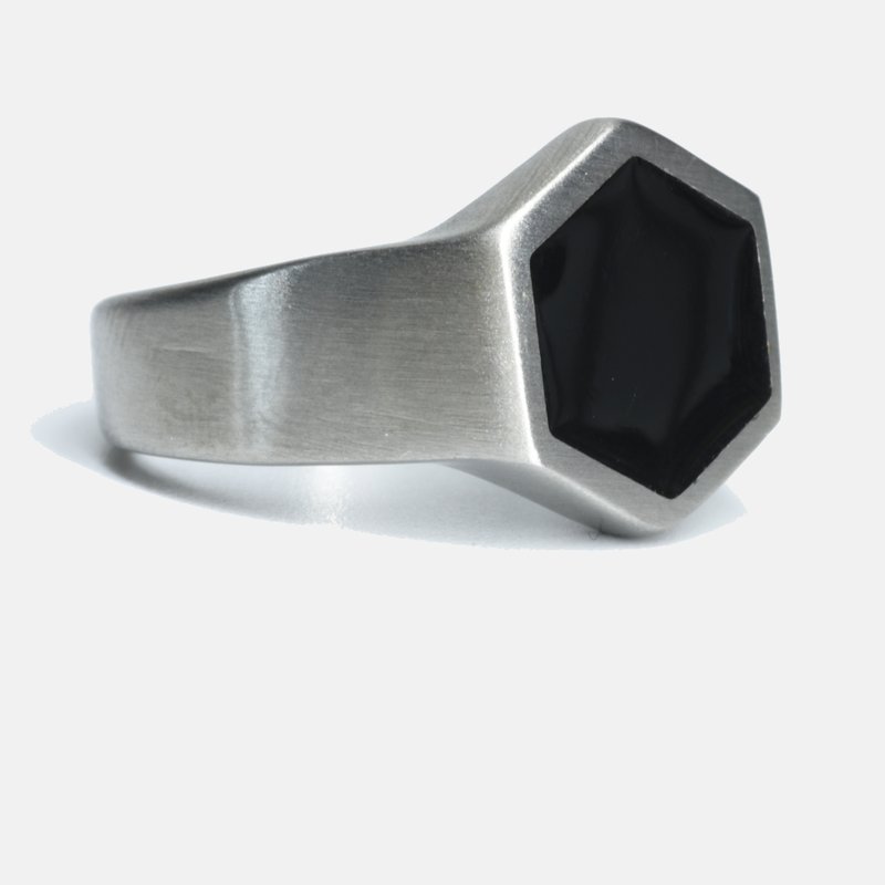 Curated Basics Hexagon Steel Ring In Black