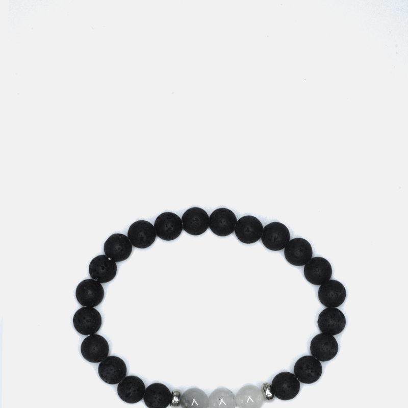 Curated Basics Lava/quartz Stretch Beaded Bracelet In Black