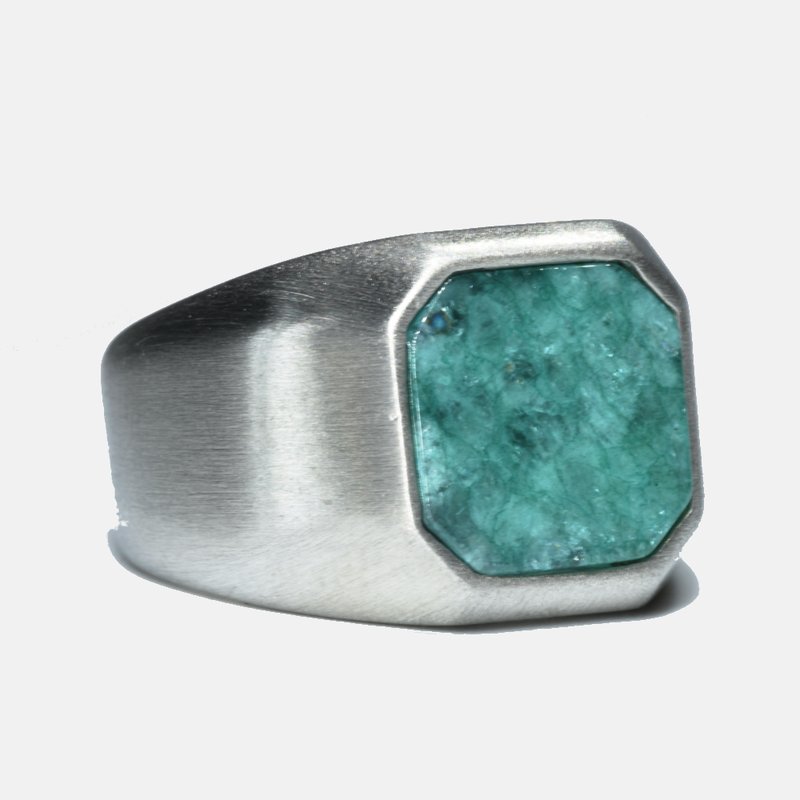 Curated Basics Malachite Inlay Ring In Grey