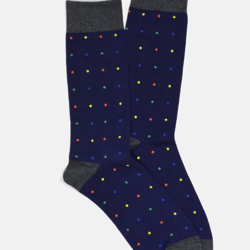 Curated Basics Navy Multi-dots Socks In Blue