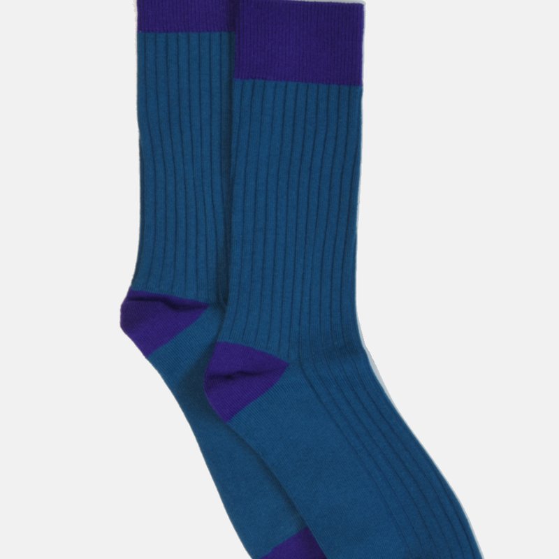 Curated Basics Navy Ribbed Socks In Blue
