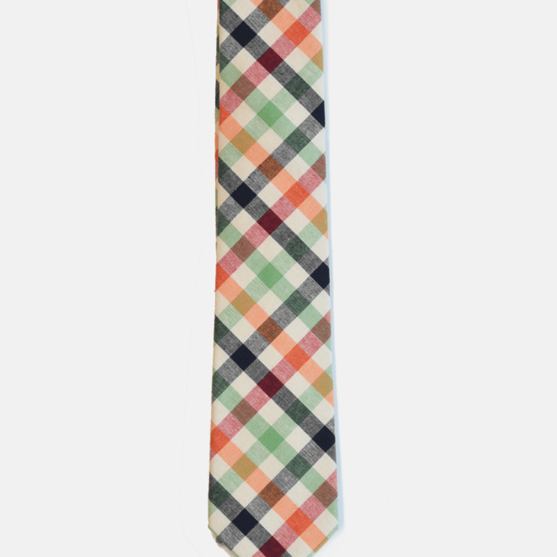 Curated Basics Orange And Green Gingham Tie In Multi