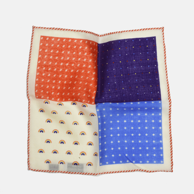 Curated Basics Orange Hem 4 Sided Wool Pocket Square