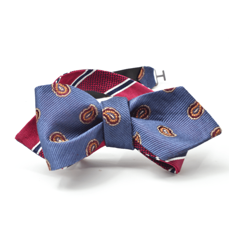 Curated Basics Paisley // Striped Reversible Bow Tie In Blue