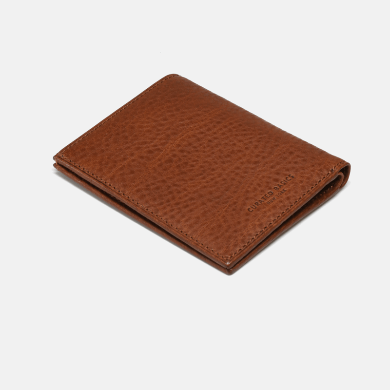 Curated Basics Pebble Grain Bill-fold Wallet In Brown