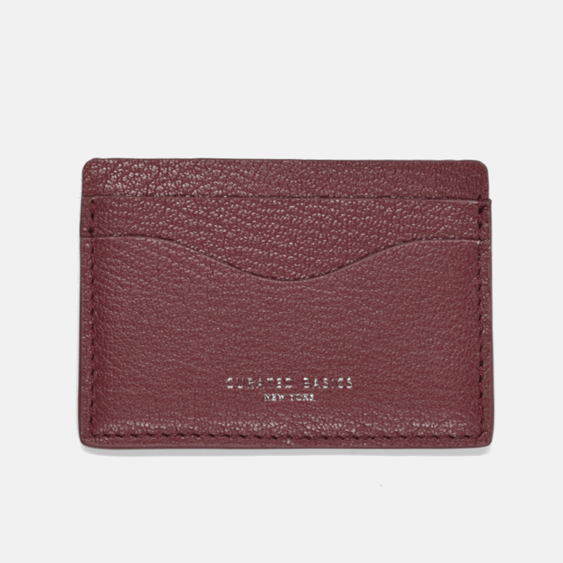Curated Basics Pebble Grain Leather Cardholder In Red