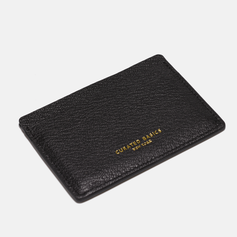 Curated Basics Pebble Grain Leather Cardholder In Black