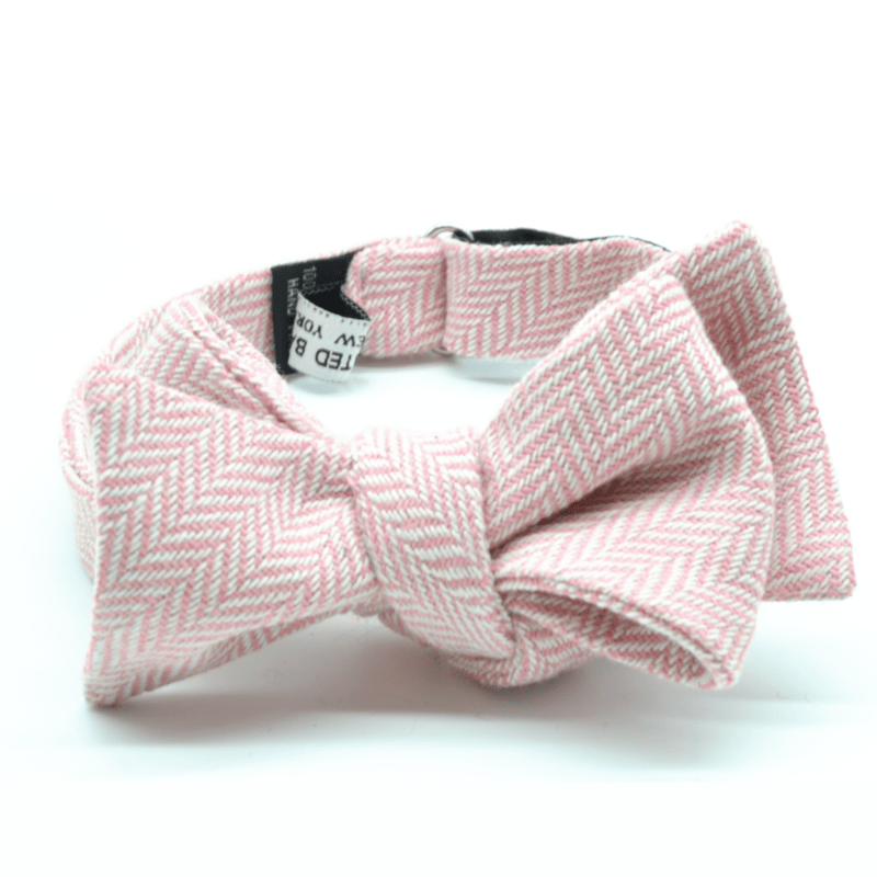 Curated Basics Pink Herringbone Bow Tie