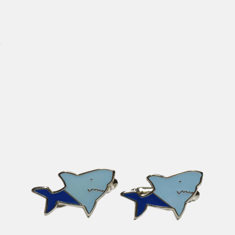 Curated Basics Shark Cufflinks In Blue