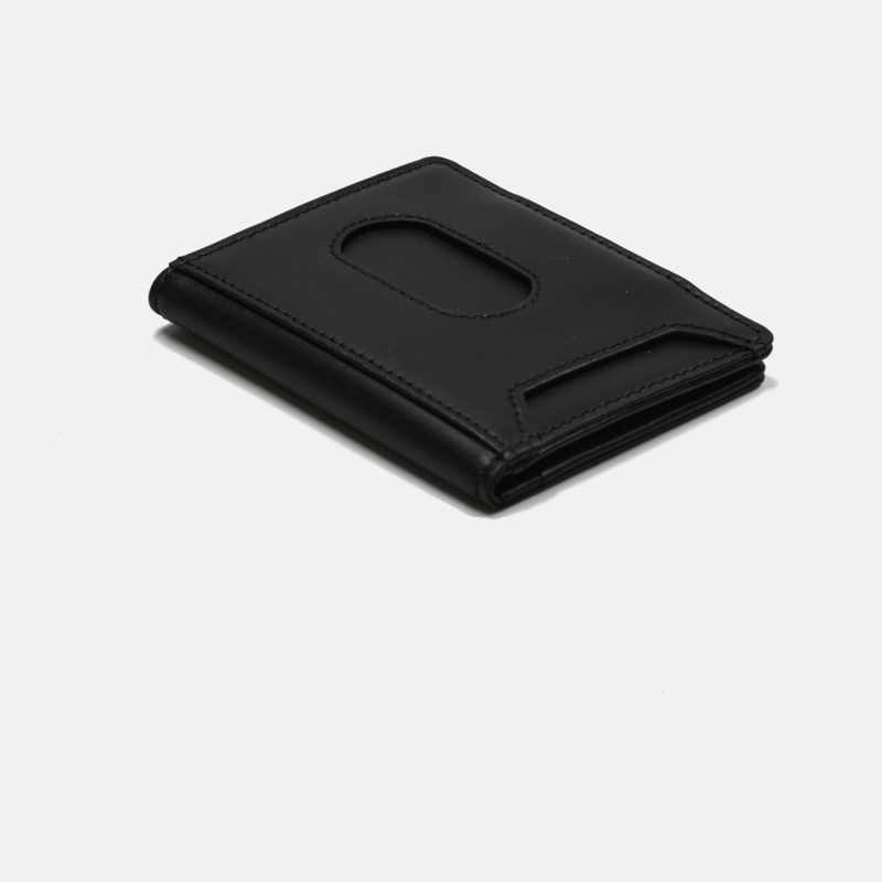 Curated Basics Slim Wallet With Elastic Strap In Black