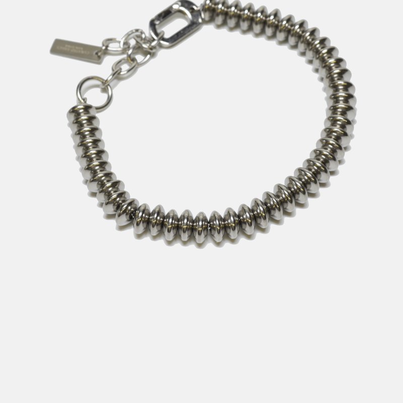 Curated Basics Steel Saucer Beaded Bracelet In Grey