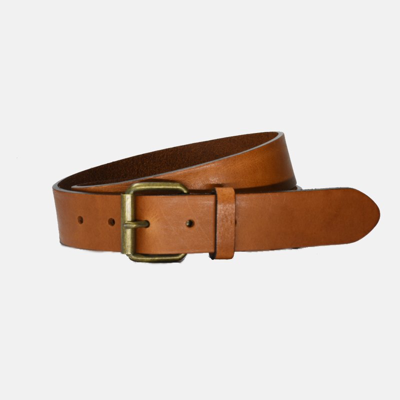 Curated Basics Tan Brown Leather With Brass Buckle Belt