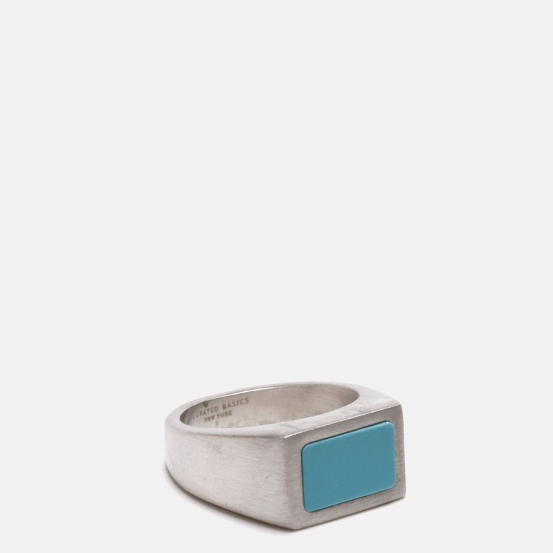 Curated Basics Turquoise Inlay Ring In Gold