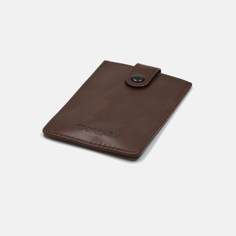 Curated Basics Vertcal Dark Brown Leather Card Sleeve