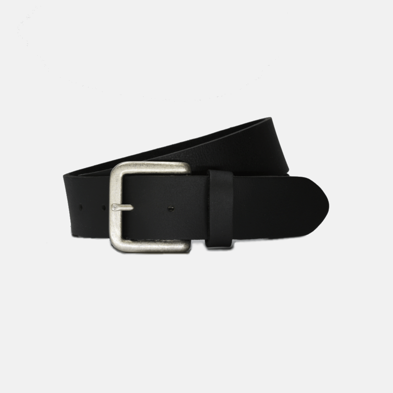 Curated Basics Wide Black Leather On Steel Buckle Belt