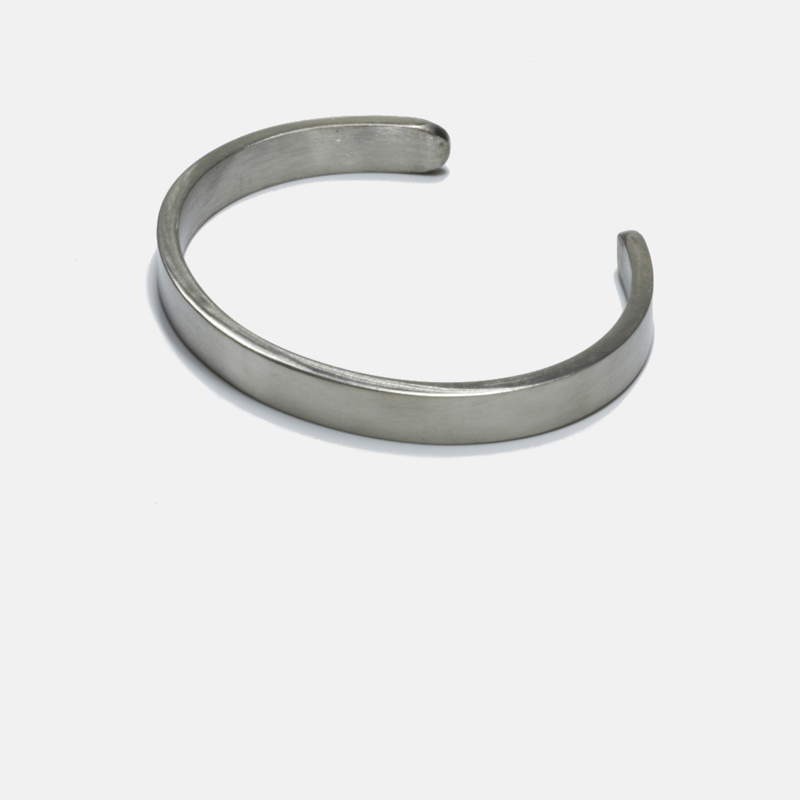Curated Basics Wide Steel Cuff In Grey