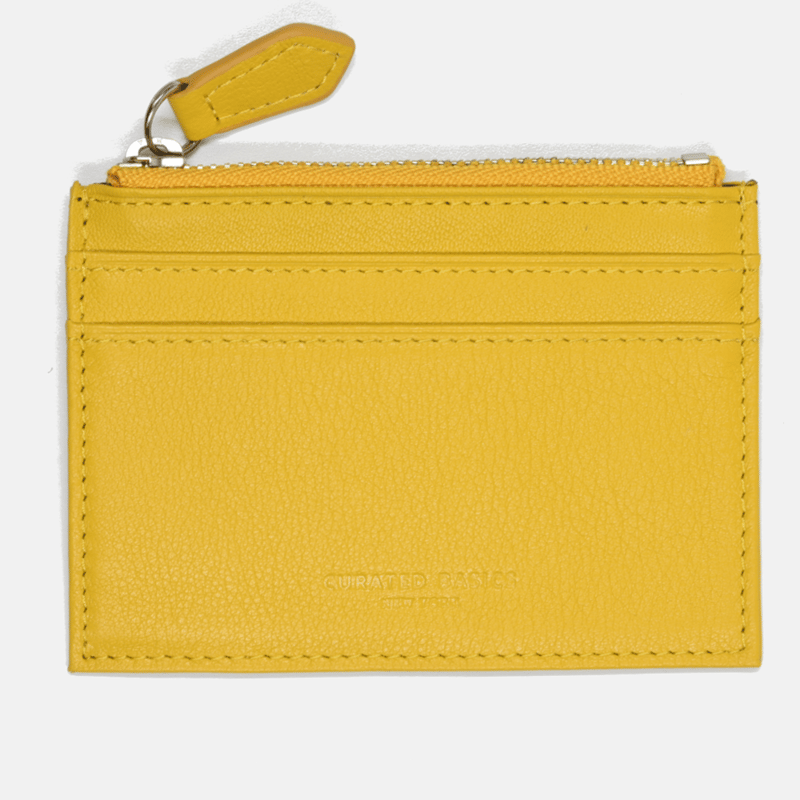 Curated Basics Zipper Leather Cardholder In Yellow