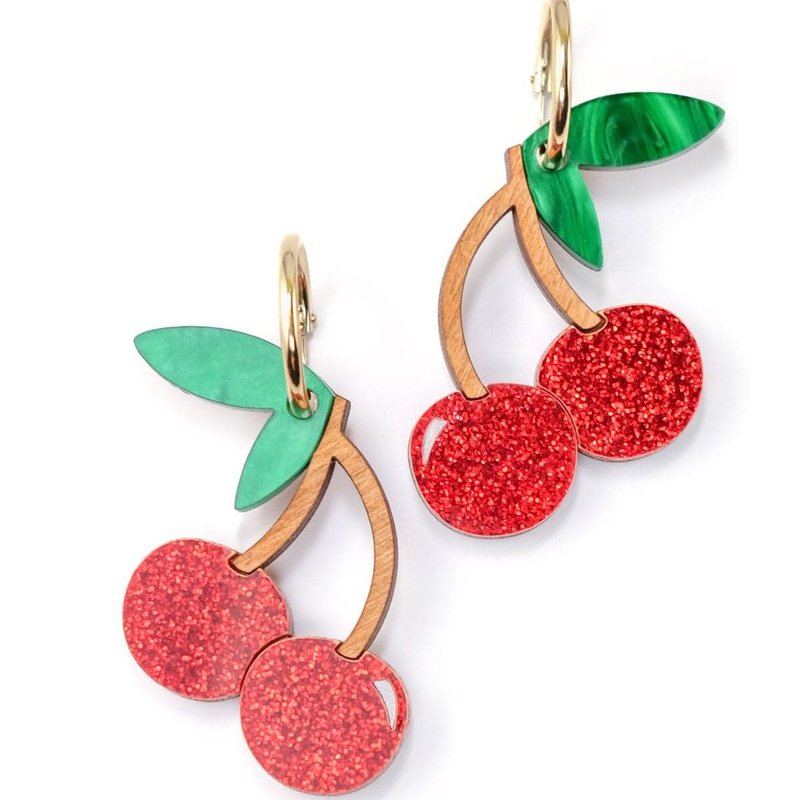 Shop By Chavelli Cherry Earrings In Red