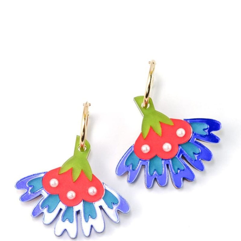 Shop By Chavelli Cosmos Flower Earrings In Blue