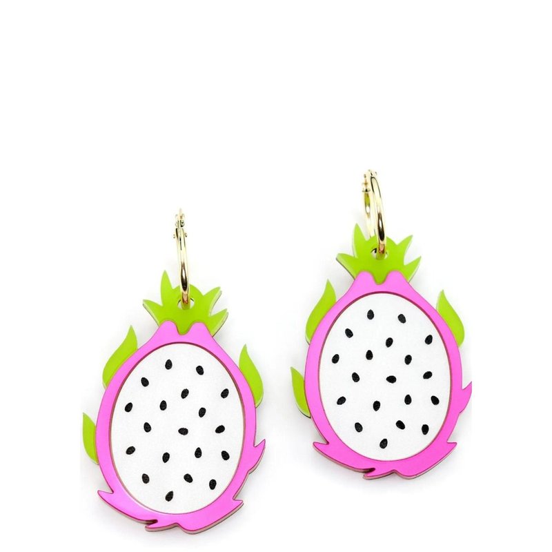 By Chavelli Dragonfruit Hoop Earrings In Pink/purple/white