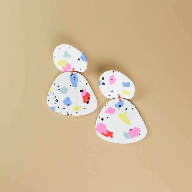 By Chavelli Gaia Earring In Paint Splatter In White