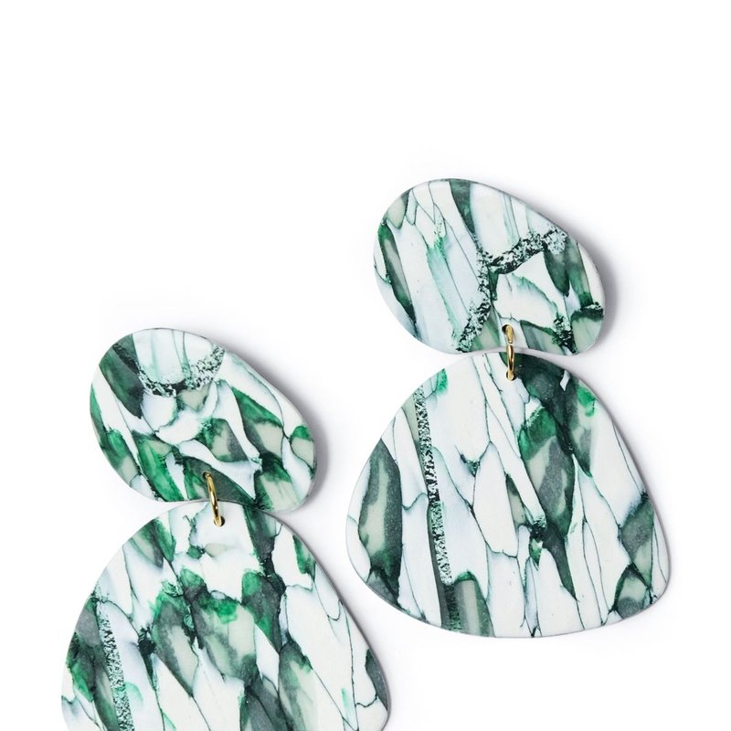 By Chavelli Gaia Earrings In Green Marble