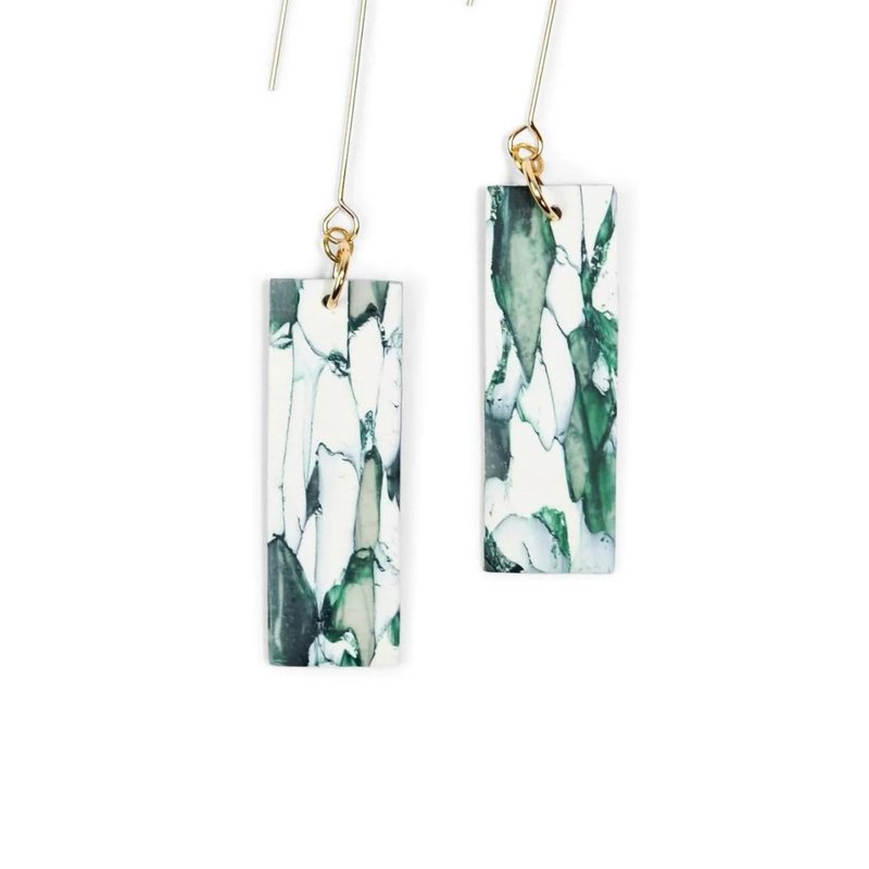 By Chavelli Giulia Dangly Earrings In Green Marble