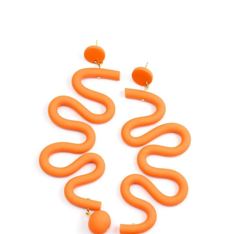 By Chavelli Tube Squiggles Earrings In Orange