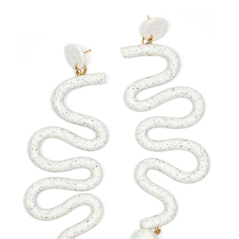 By Chavelli Tube Squiggles Earrings In White