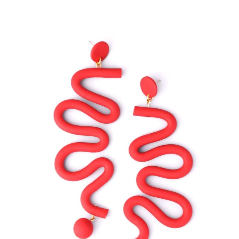 By Chavelli Tube Squiggles Earrings In Red