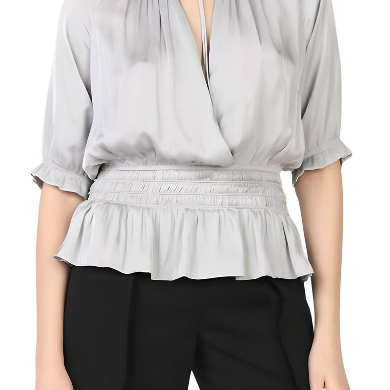 Shop Current Air 3/4 Sleeve Rouched Waist Top In Grey
